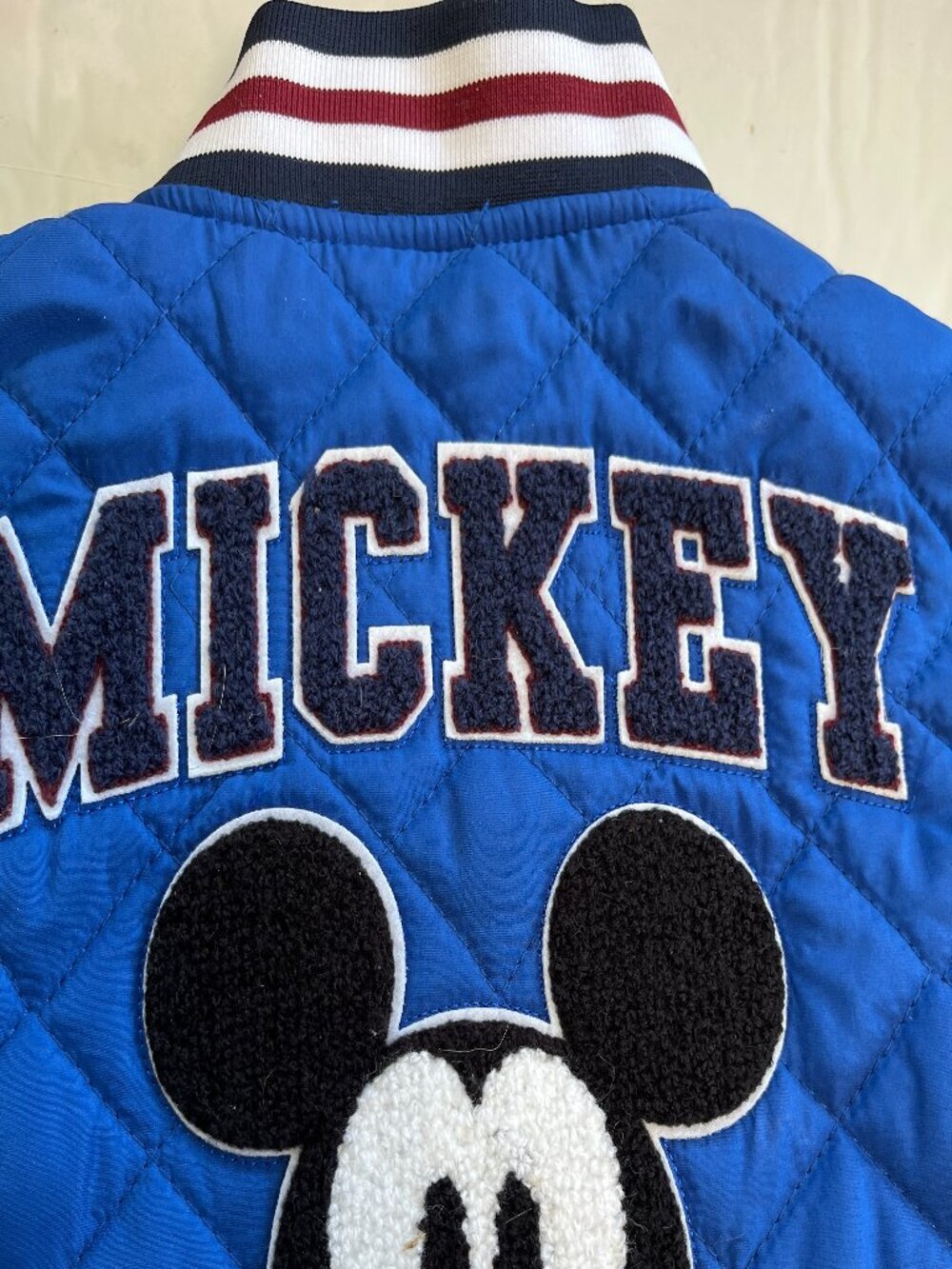 Disney Junior Mickey Mouse Quilted Varsity Bomber Jacket Blue 2T Toddler Zip - Picture 3 of 6